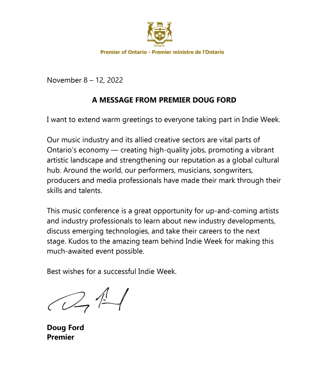 The Prime Minister, Premier and Mayor Extend Warmest Wishes for